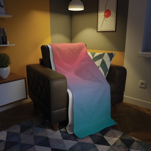 オレンジブルーグラデーションモダン フリースブランケット