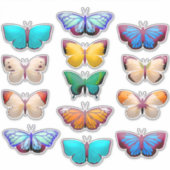 オレンジブルーグリーンイエローホワイトバタフライ シール (正面)