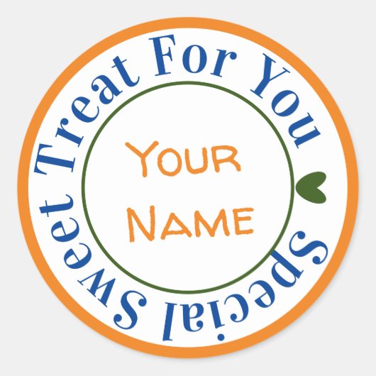 オレンジブルーグリーン特別な甘いお菓子 ラウンドシール (正面)