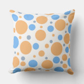オレンジブルーグレー水玉模様 クッション (正面)
