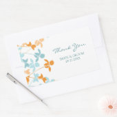 オレンジブルーサンキュー結婚式の引き出物ラベル 長方形シール (封筒)