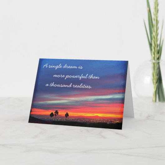 オレンジブルーサンセットド独身のリームパワー引用文 カード (正面)
