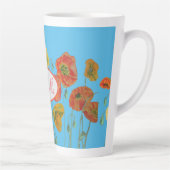 オレンジブルーシャビケシのケシの水の色マグカップ カフェラテマグ (右)