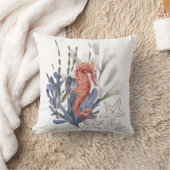 オレンジブルーシーホースコーラルスターフィッシュ航海のビーチ クッション (ブランケット)