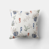 オレンジブルーシーホースコーラルスターフィッシュ航海のビーチ クッション (裏面)