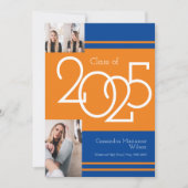 オレンジブルースクールカラー卒業発表 招待状 (正面)