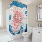 オレンジブルータコクラーケンヴィンテージの地図航海の シャワーカーテン (インサイチュ)