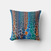 オレンジブルーティール（緑がかった色）ステンドグラス抽象化 クッション (正面)