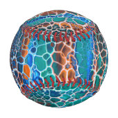 オレンジブルーティール（緑がかった色）ステンドグラス抽象化 野球ボール (正面)