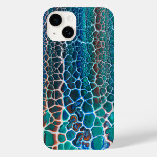 オレンジブルーティール(緑がかった色)ステンドグラス抽象化 Case-Mate iPhone 14ケース