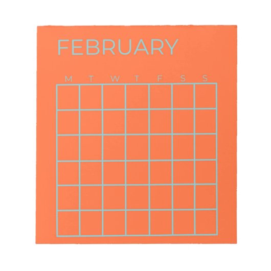 オレンジブルートスカ2月の日付なしカレンダー ノートパッド (正面)