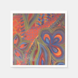 オレンジブルーパターンナプキン スタンダードカクテルナプキン