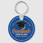 オレンジブルーパーソナライズされた2023年卒業 キーホルダー (正面)