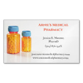 オレンジブルーピルボトル薬局薬局 マグネット名刺 (正面)