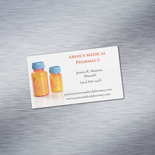 オレンジブルーピルボトル薬局薬局 マグネット名刺 (インサイチュ)