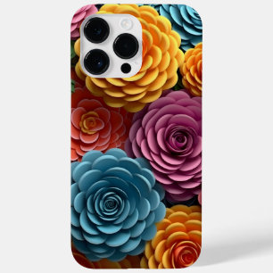 オレンジブルーピンク白3-Dルックフラワー Case-Mate iPhone 14 PRO MAXケース