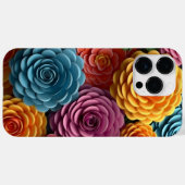 オレンジブルーピンク白3-Dルックフラワー Case-Mate iPhoneケース (裏面 (横))