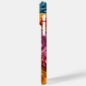 オレンジブルーピンク白3-Dルックフラワー Case-Mate iPhoneケース (裏面 / 左)