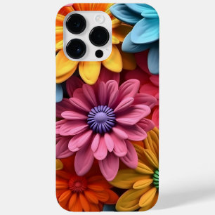 オレンジブルーピンク白3-Dルックフラワー Case-Mate iPhone 14 PRO MAXケース