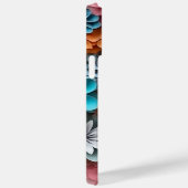 オレンジブルーピンク白3-Dルックフラワー Case-Mate iPhoneケース (裏面 / 右)