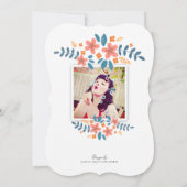 オレンジブルーフローラブライダルシャワーフォト招待状 招待状 (裏面)