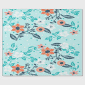 オレンジブルーフローララッピング紙 ラッピングペーパー (フラット)