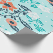 オレンジブルーフローララッピング紙 ラッピングペーパー (角)