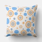 オレンジブルーホワイトシルバー水玉模様 クッション (正面)