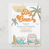 オレンジブルーボーイザビッグワンサーフ1st誕生日 招待状 (正面)