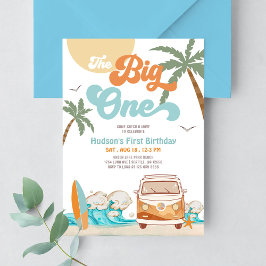 オレンジブルーボーイザビッグワンサーフ1st誕生日 招待状