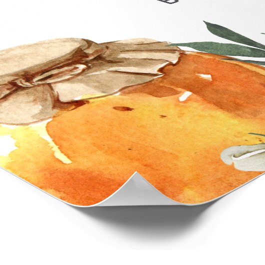 オレンジブルームハニービー ブライダルシャワーのウェルカムサイン ポスター (角)