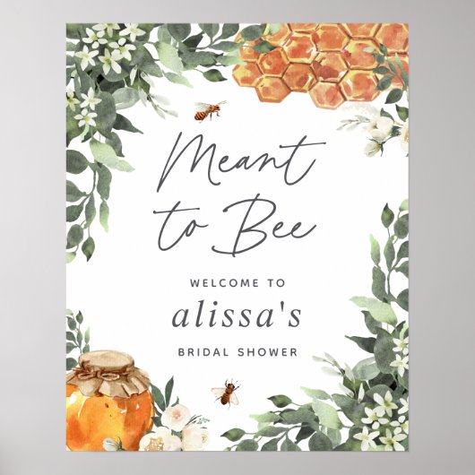 オレンジブルームハニービー ブライダルシャワーのウェルカムサイン ポスター (正面)
