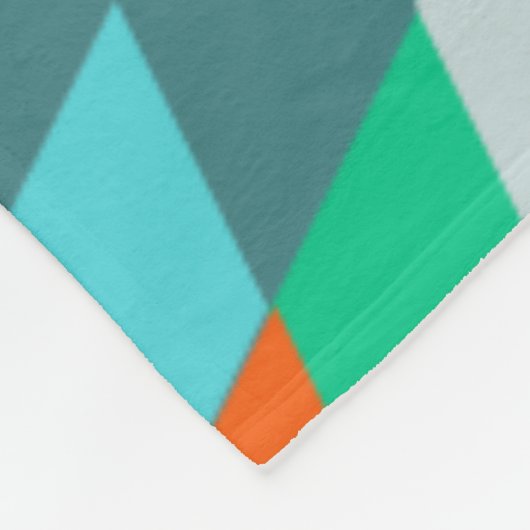 オレンジブルーモダンミント抽象芸術三角形パターン フリースブランケット (角)