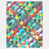 オレンジブルーモダンミント抽象芸術三角形パターン フリースブランケット (正面)