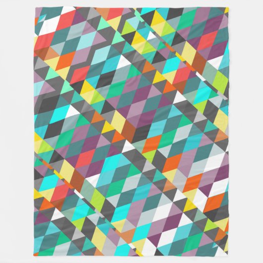 オレンジブルーモダンミント抽象芸術三角形パターン フリースブランケット (正面)