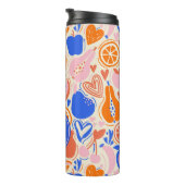 オレンジブルーモノグラム果物野菜 タンブラー (回転右)