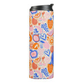オレンジブルーモノグラム果物野菜 タンブラー (回転左)