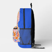 オレンジブルーモノグラム果物野菜 プリントバックパック (右)