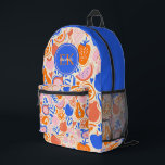 オレンジブルーモノグラム果物野菜 プリントバックパック<br><div class="desc">オレンジブルーモノグラム果物野菜プリントバックパックはスタイリッシュ、日常的に使用するための機能的なアクセサリーである。生き生き鮮やかとしたオレンジ色とブルー色の色合いの果物や野菜のデザインを特徴とし、新鮮な柄が際立つバックパックでよくはしゃぐある。モノグラパーソナライズされたムはユニークtouchを追加し、理想的な贈り物または個人的な声明ピースにする。あなたは学校、仕事、屋外の冒険に向かうかどうか、バックパックは調節可能なストラップと耐久性のある材料と豊富なストレージ宇宙と心地よいを提供する。ファッションと機能の完璧なブレンドは、あなたの素晴らしスタイルを見せ運ながらあなたの必需品を見る方法ユニークである。</div>