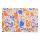 オレンジブルーモノグラム果物野菜 枕カバー (裏面)