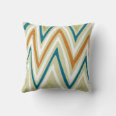 オレンジブルーライムとクリームジグザグジグザクデザイン枕 クッション (裏面)
