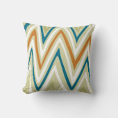 オレンジブルーライムとクリームジグザグジグザクデザイン枕 クッション (正面)