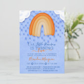 オレンジブルーレインボーレインクラウドバルーン誕生日 招待状 (スタンド正面)