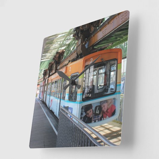 オレンジブルーワッパータルフロートトレイン スクエア壁時計 (傾斜)