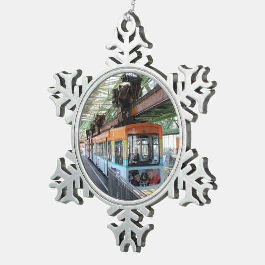 オレンジブルーワッパータルフロートトレイン スノーフレークピューターオーナメント (右)