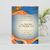 オレンジブルーヴィンテージピーコック結婚式招待状 招待状 (スタンド正面)