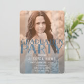 オレンジブルー卒業パーティーの卒業写真 招待状 (スタンド正面)