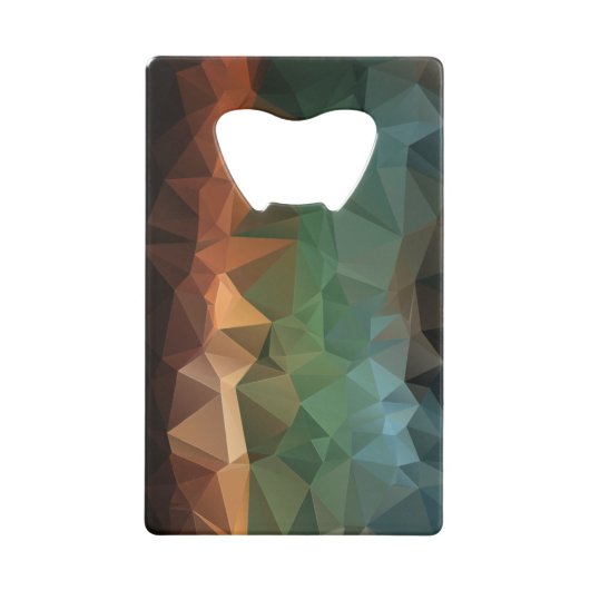 オレンジブルー抽象芸術ピラミッドアート クレジットカード栓抜き (正面)