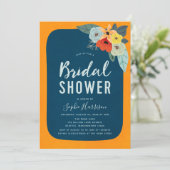 オレンジブルー素朴フローラブライダルシャワー招待 招待状 (スタンド正面)