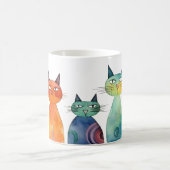 オレンジブルー緑の水彩猫予測できなたち コーヒーマグカップ (中央)